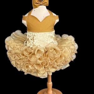 Girls Gold Cupcake pageant dress