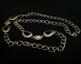 Vintage Korean Crystal Gold Link Necklace | Etsy