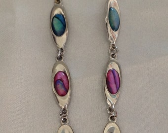 Vintage Abalone Shell Inlay Earrings