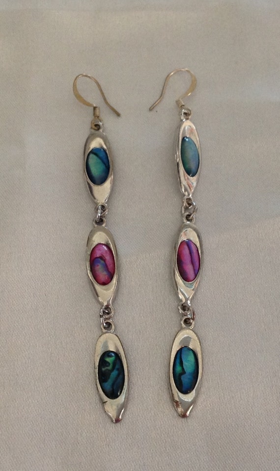 Vintage Abalone Shell Inlay Earrings