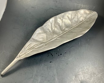Vintage SILVER METAL LEAF, Tray, Dish, Decor, Made in India