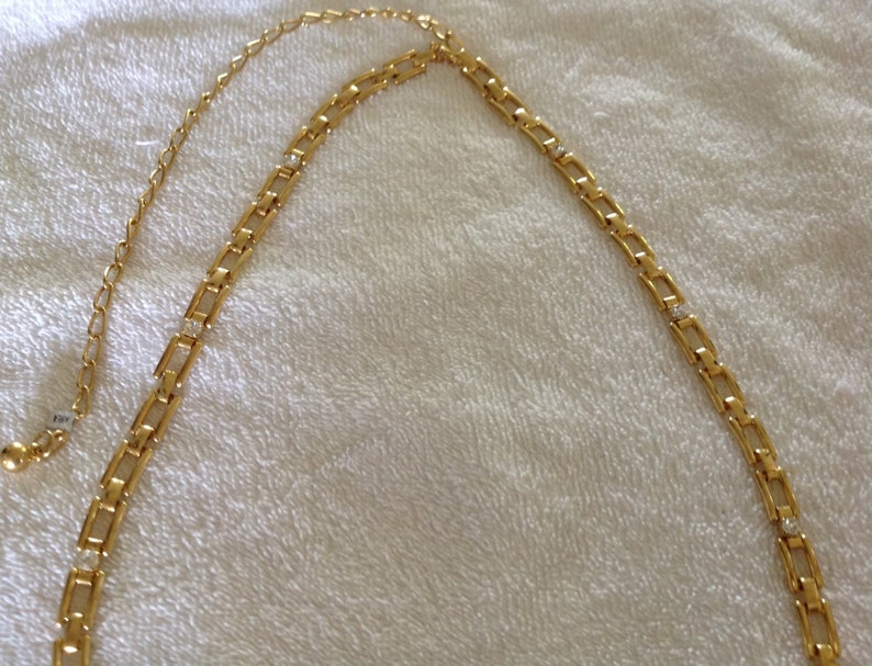 Vintage Korean Crystal Gold Link Necklace - Etsy