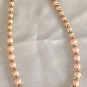 Vintage AVON Pink Coral W/Gold Bead Necklace