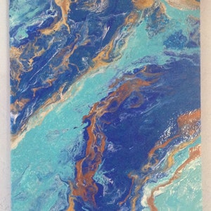 ACRYLIC CANVAS PAINTING; Liquid/Fluid Art; Modern Art; Abstract Art; Seascape; Ooak; Handmade
