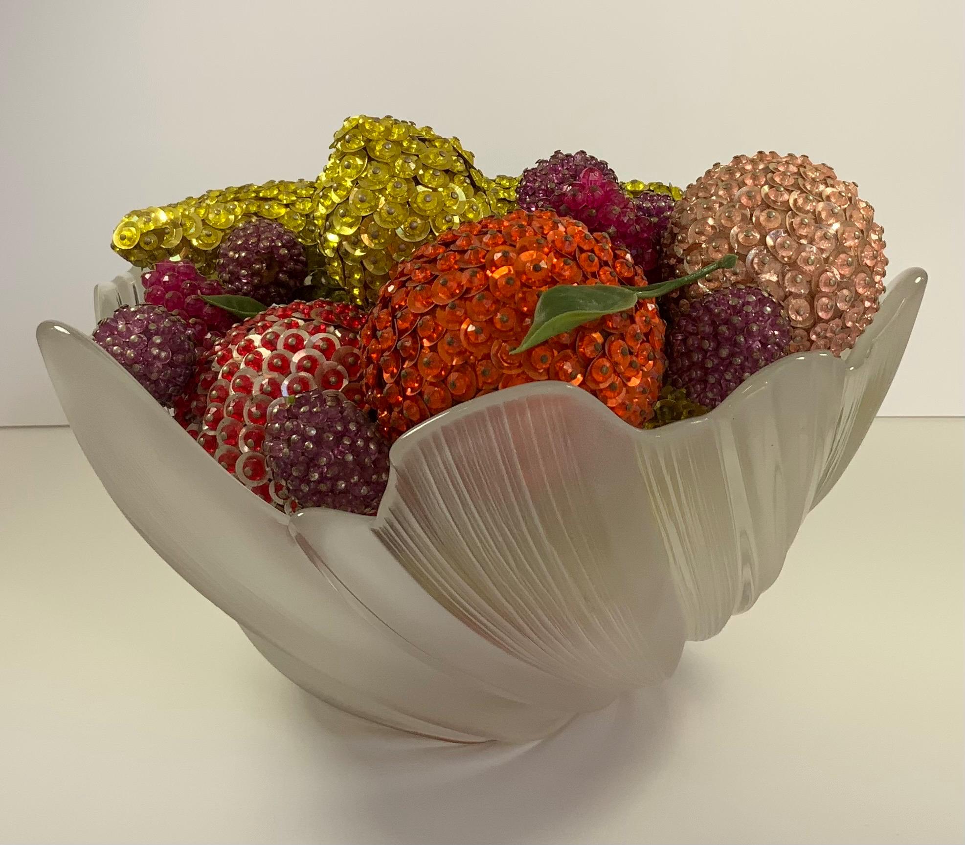 Vintage ASSORTED SEQUINED FRUITS Faux Apples Oranges Bananas