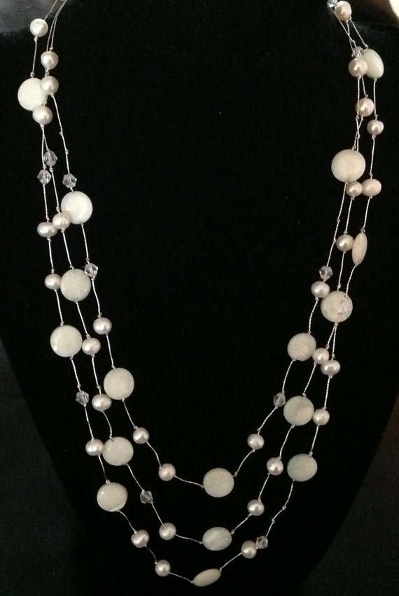 Vintage Freshwater & Coin Pearl Triple Strand Neck