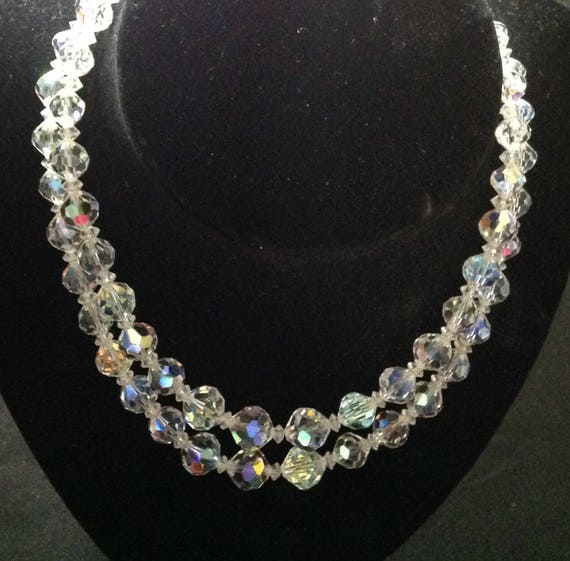 Stunning VINTAGE CRYSTAL NECKLACE With Double Str… - image 3