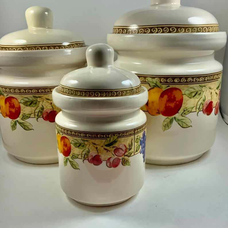Vintage FRUIT CANISTER SET Pattern Design fruita Etsy