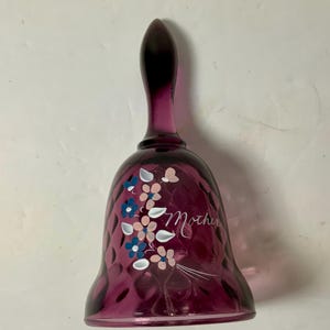 Vintage FENTON AMETHYST BELL, “Mother” , Signed, Decor, Collectables
