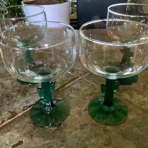 Vintage LIBBEY CACTUS MARGARITA Stemware, Glasses, Cactus Design, Collectables