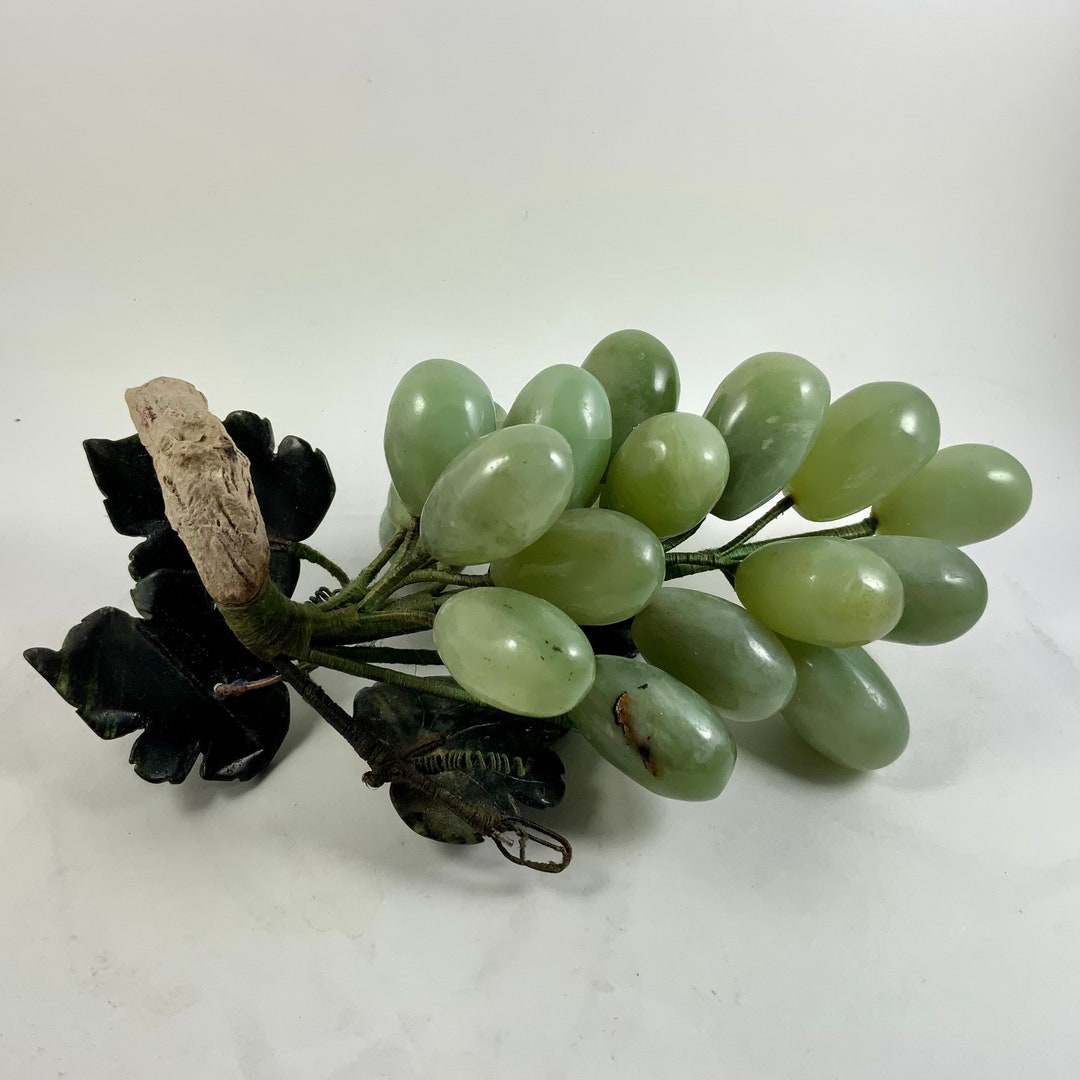 Vintage JADE GRAPES Bunch of Grapes With Leaves & Stem Etsy