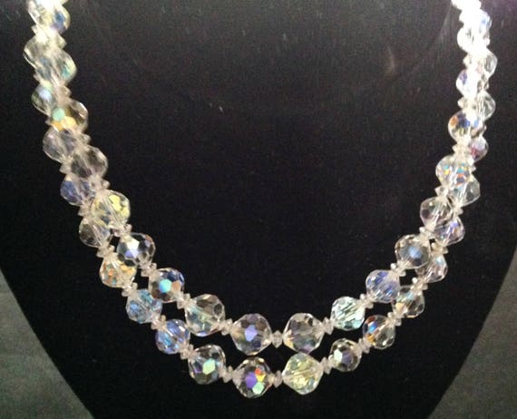 Stunning VINTAGE CRYSTAL NECKLACE With Double Str… - image 1