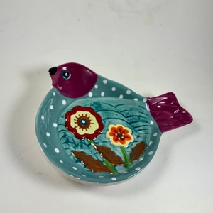 Vintage BIRD TRINKET DISH, Jewelry, Flowers, Floral, Cracker Barrel