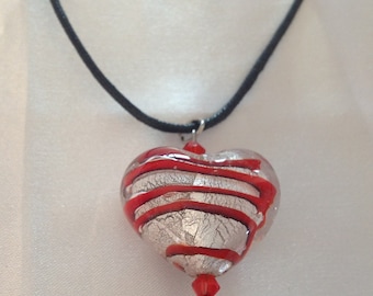 Vintage Blown Glass Heart Necklace