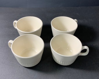 Vintage WHITE USA CUPS, Ridge Texture, ( Set of 4 )