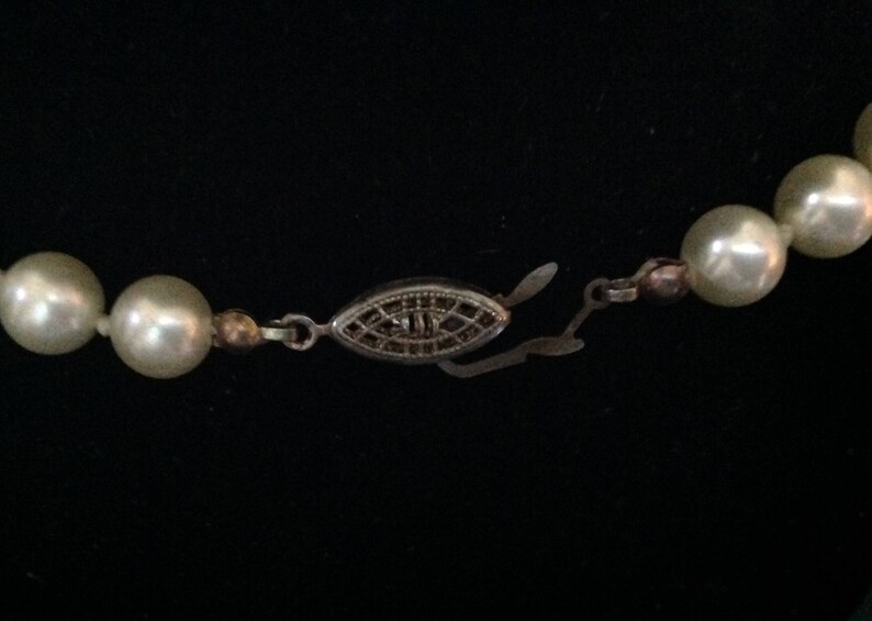 Vintage Ivory Glass Pearl Necklace Knotted image 4