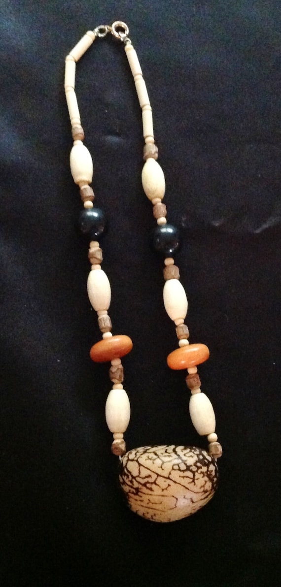 Vintage Natural Seed Bead Necklace Gem
