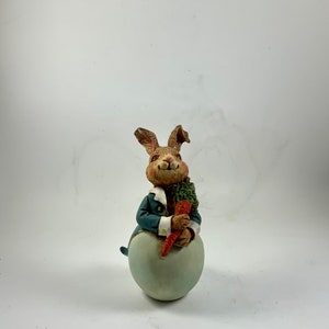 Vintage BUNNY RABBIT FIGURINE, Sculpture, Statue, Easter Decor