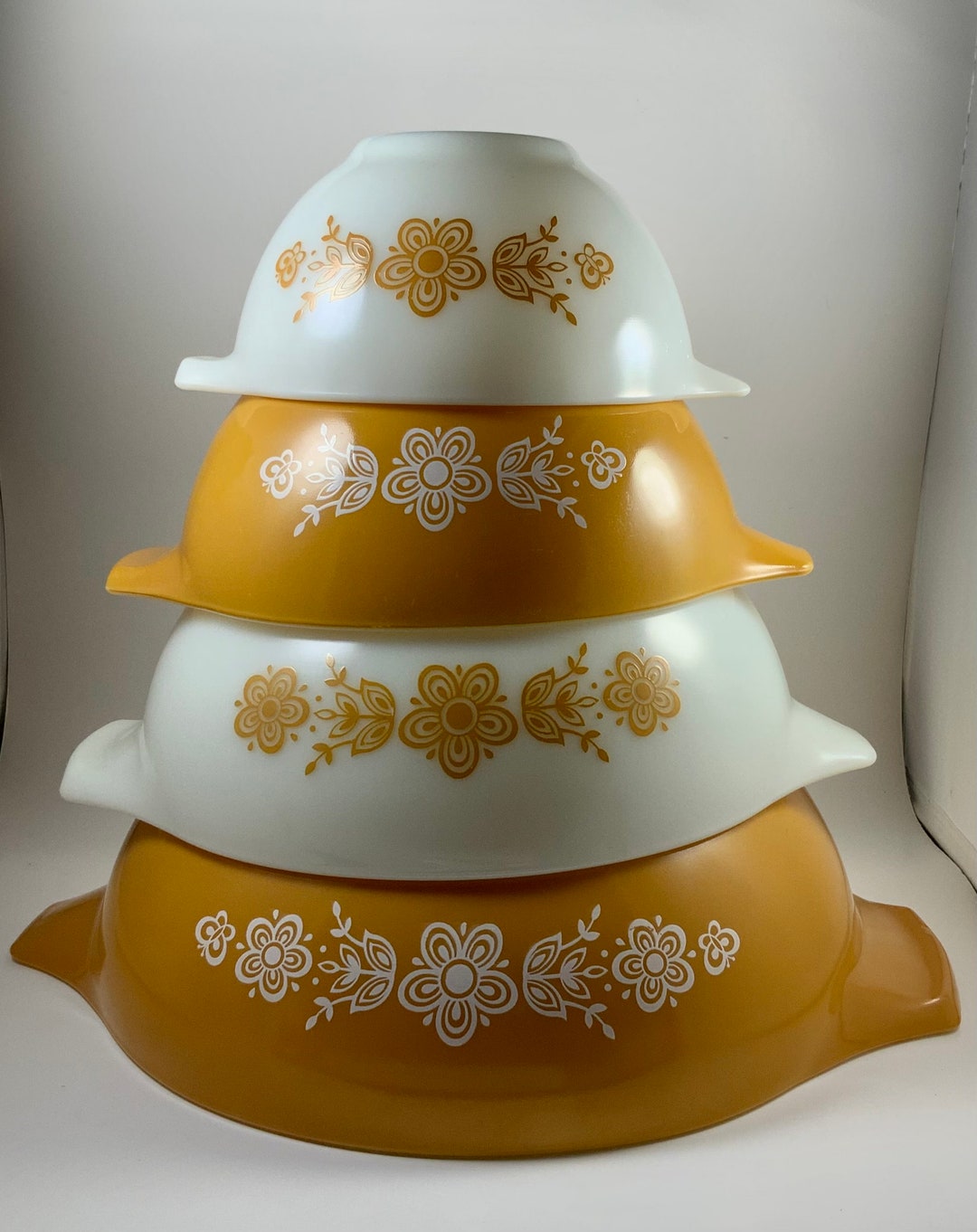Vintage PYREX NESTING BOWLS, Butterfly Gold Cinderella Mixing Bowls ...