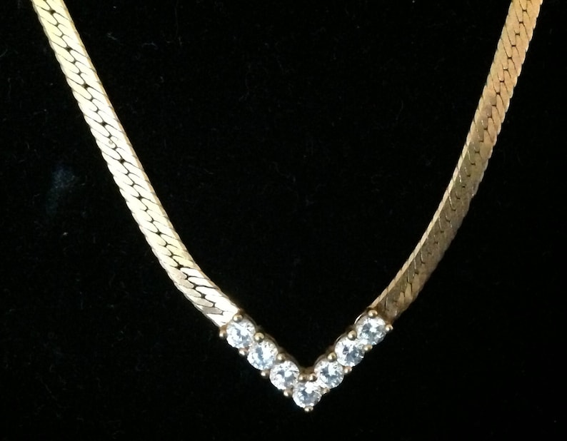 Vintage Korean Crystal Chevron Necklace Etsy