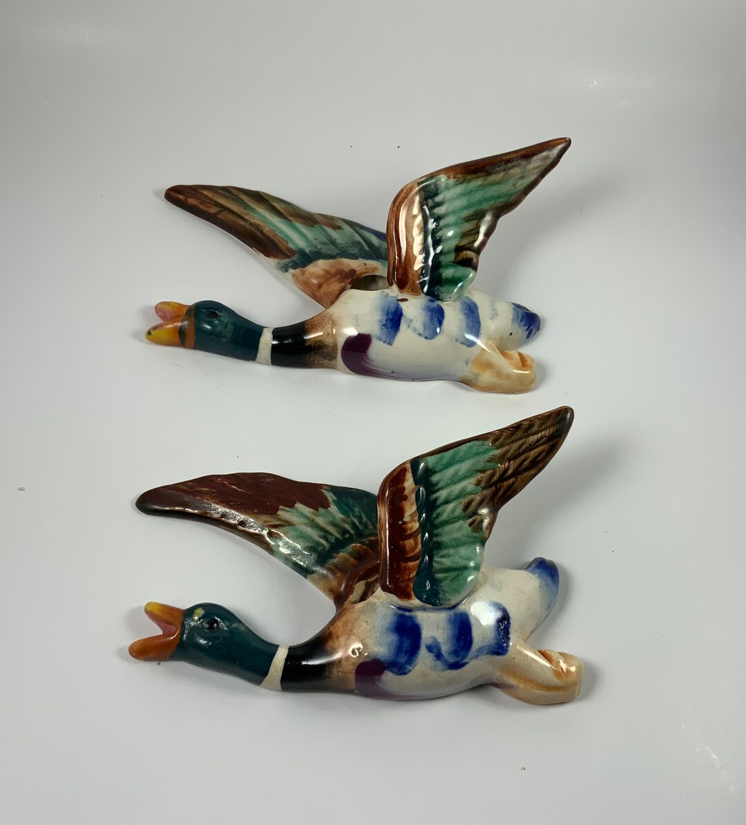 Vintage DUCK WALL POCKETS Mallard Ducks Wall Decor Etsy