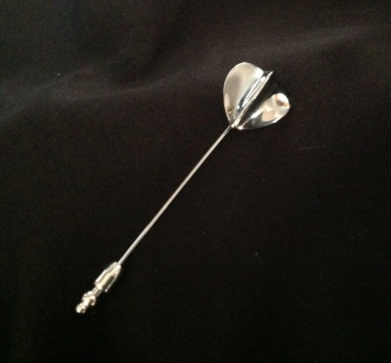 Vintage Trifari Heart Stick Pin Brooch - image 2