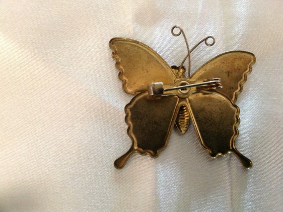 Vintage Enamel Hand Painted Butterfly Brooch. (Ci… - image 2