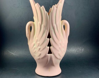 Vintage HAEGER SWAN VASE, Planter, Swan Handles, Reticulated