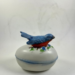 Vintage BLUE BIRD TRINKET Dish , Jewelry, Storage, Oval