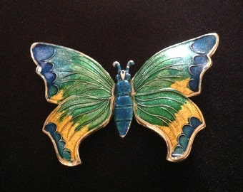 Vintage Butterfly Enamel Brooch.    (Signed Made in Germany)