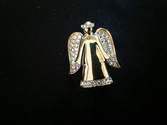 Vintage Monet Rhinestone Angel. (Signed Monet)