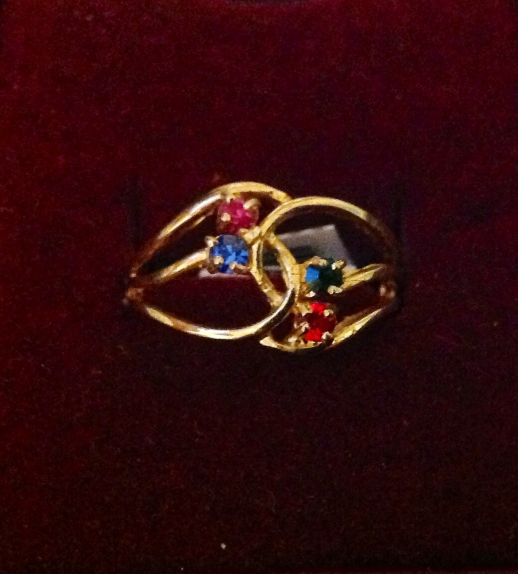 Vintage Multi Colored Stone Ring. Size 7 - Etsy