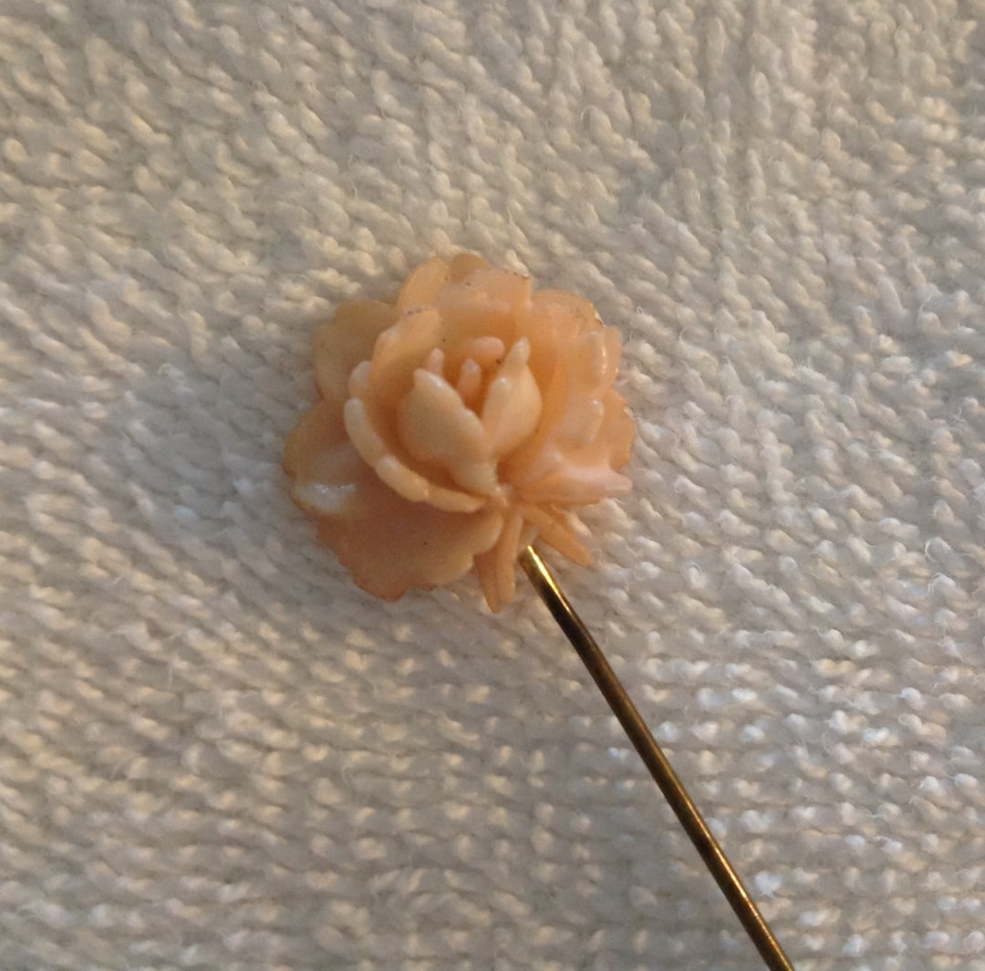 Vintage Celluloid Pink Rose/flower Stick Pin/hat Pin - Etsy