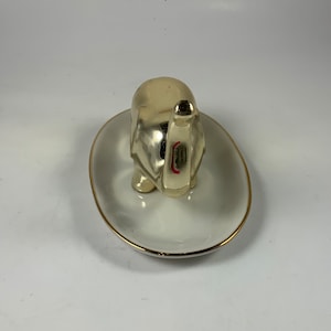 Vintage GOLD ELEPHANT RINGHOLDER, Ring/Trinket Dish, Decor