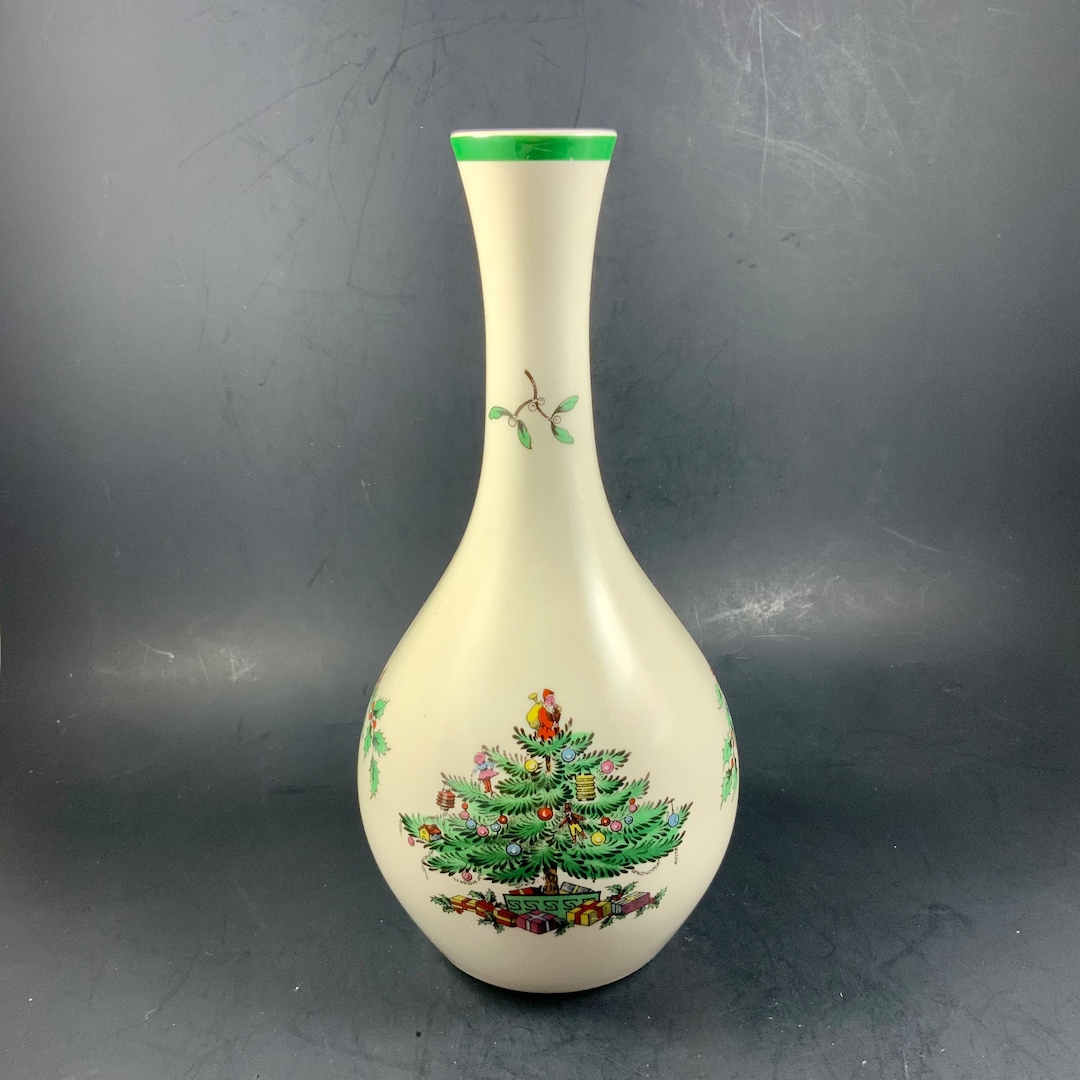 Vintage SPODE CHRISTMAS TREE Bud Vase, Porcelain, England Etsy
