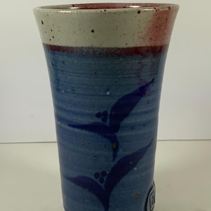 Vintage BIRD POTTERY TUMBLER Glazed Buck Pottery W/ Seals and Chop Marks Hand Thrown Pottery Dipped Design Drinkware Collectables