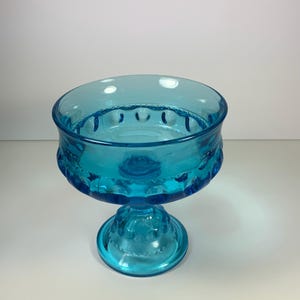 Vintage KING’S CROWN COMPOTE, Indiana Glass, Turquoise, Decor, Collectibles