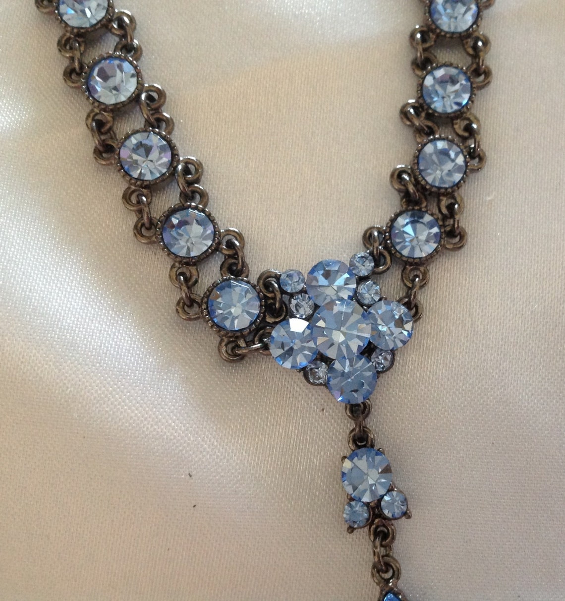 Vintage Premier Blue Rhinestone Drop Necklace - Etsy