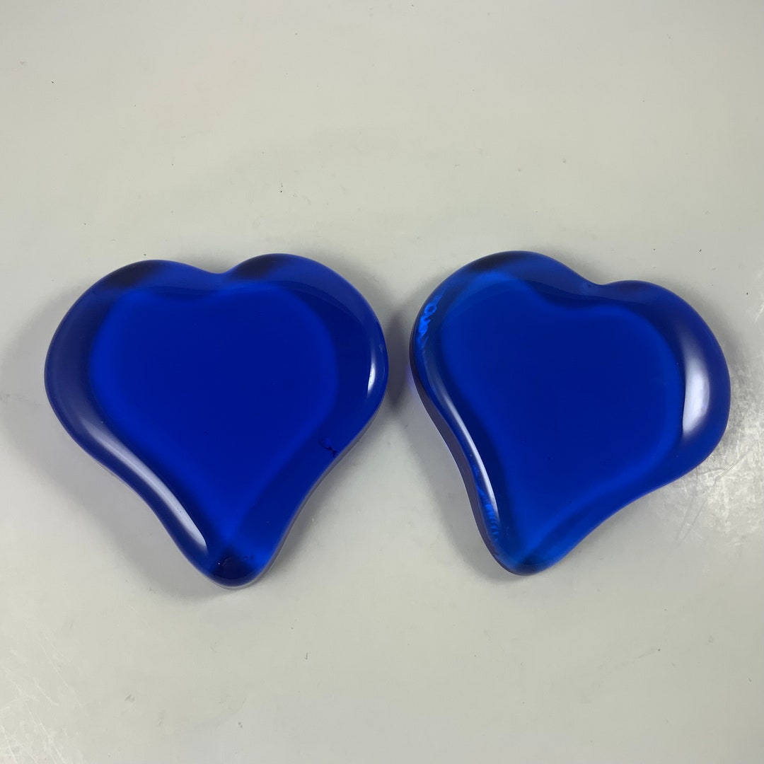 Vintage ART GLASS PAPERWEIGHT Hearts Decor Blown Glass Etsy