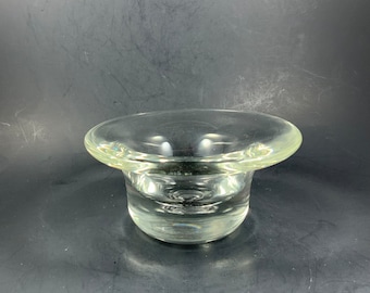 Vintage LEAD CRYSTAL CANDLEHOLDER, Clear, signed