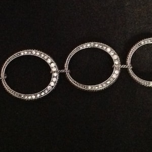 Vintage Kenneth Cole Reaction Antique Silver Circle Rhinestone Bracelet
