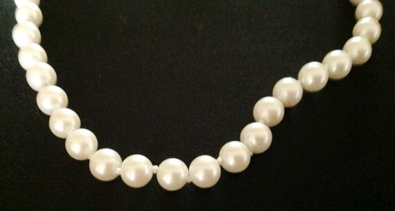 Vintage Long White Pearl Necklace. ( Knotted) - image 2
