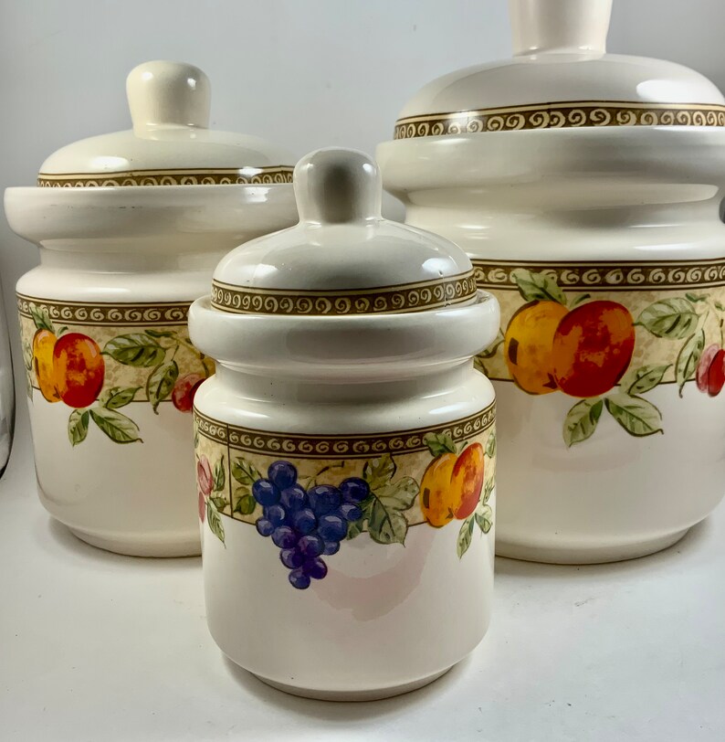 Vintage FRUIT CANISTER SET Pattern Design fruita Etsy