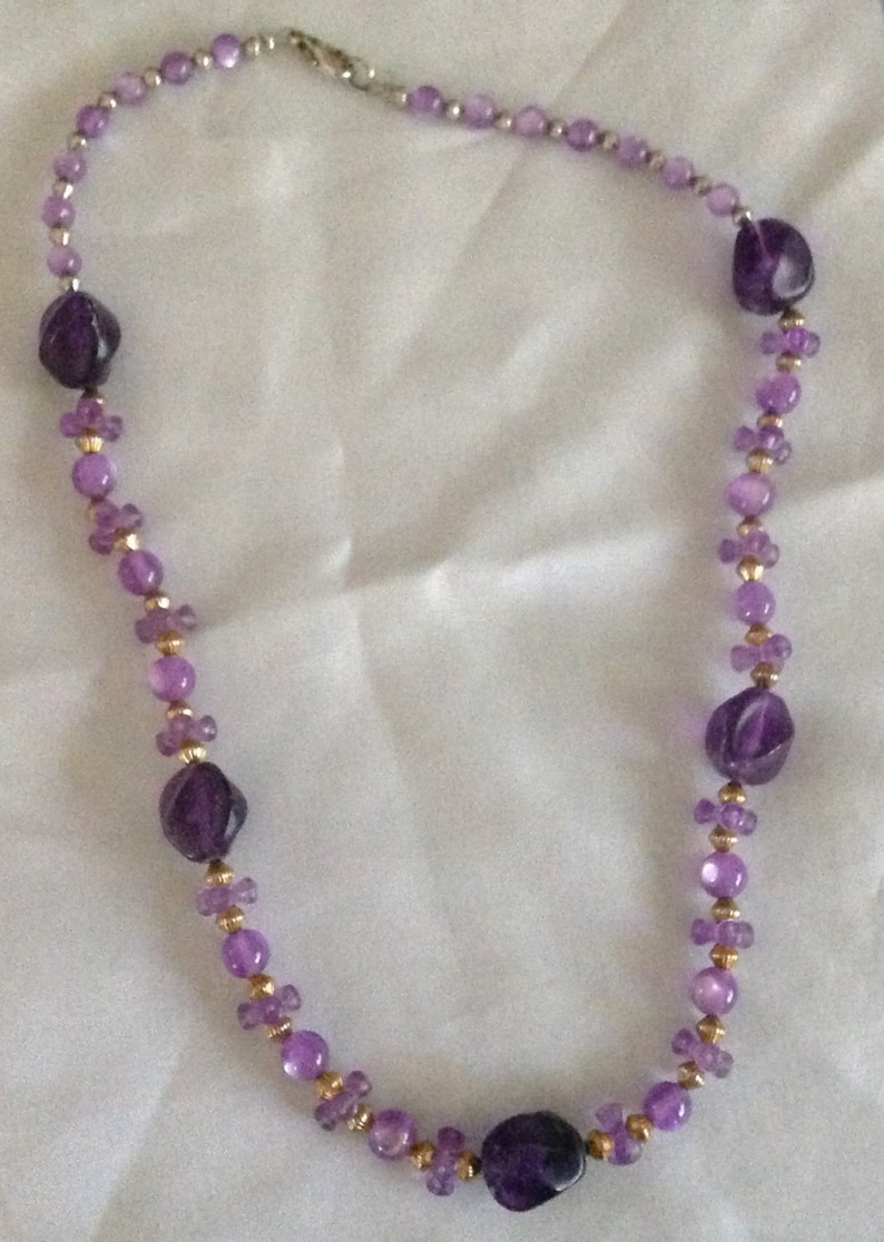 Vintage Lucite Amethyst Bead Necklace | Etsy