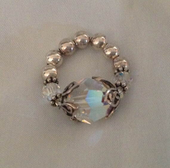 Vintage A B Crystal Ring - image 2
