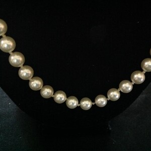 Vintage Ivory Glass Pearl Necklace Knotted image 2