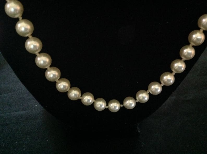 Vintage Ivory Glass Pearl Necklace Knotted image 2