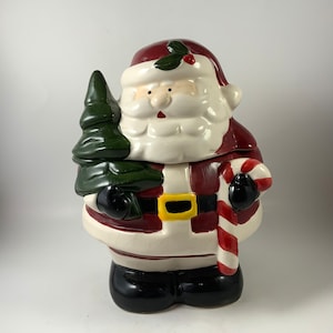 Vintage  SANTA COOKIE JAR, Canister, Storage, Container, Christmas, Decor, Kitchen