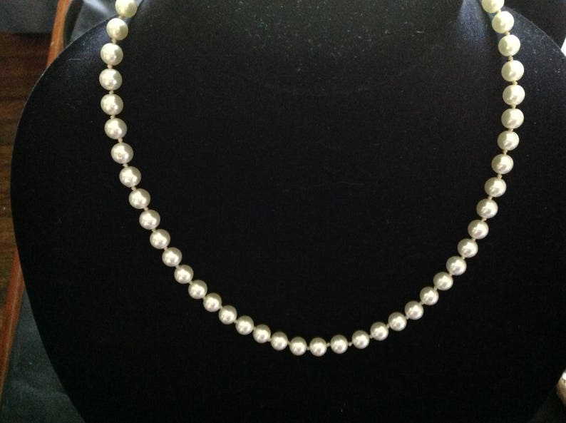 Vintage Ivory Glass Pearl Necklace Knotted image 5