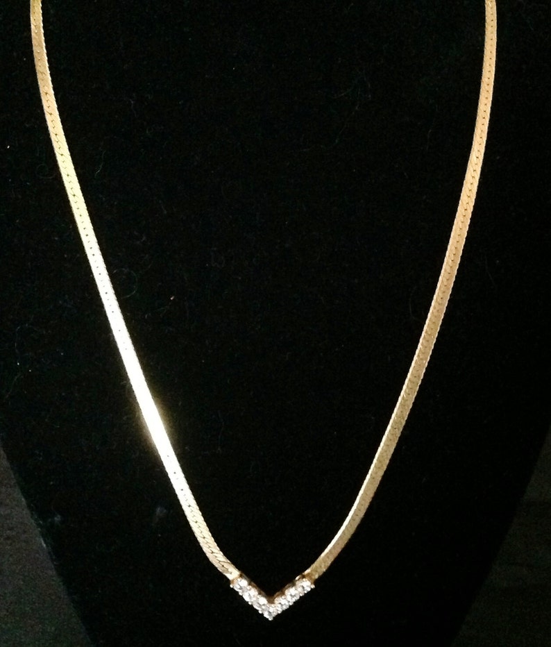 Vintage Korean Crystal Chevron Necklace Etsy